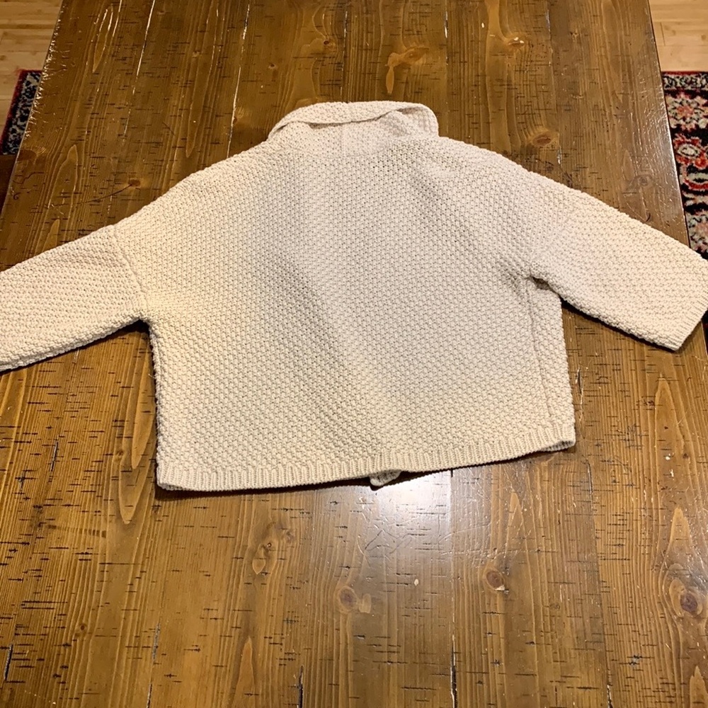 ANN TAYLOR LOFT GOLD SPARKLE BEIGE OPEN FRONT CARDIGAN - Picture 6 of 10